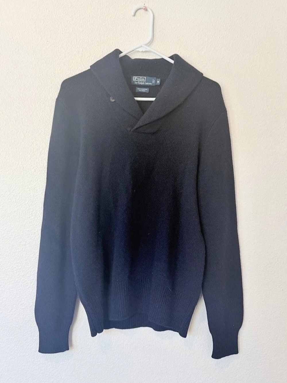 Vintage Polo by Ralph Lauren Cashmere Wool Shawl Collar Sweater Black